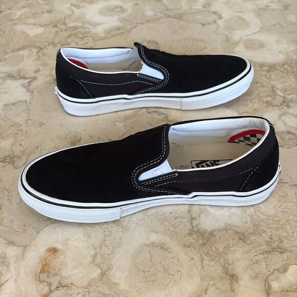 Vans Skate Slip-On Unisex Shoes Black Suede Leather - As New - Picture 5 of 13